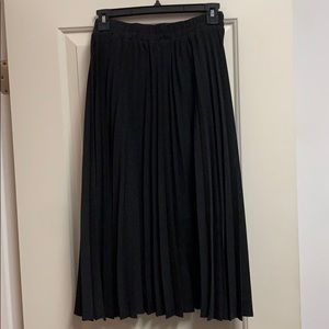 Black Pleated Midi Skirt